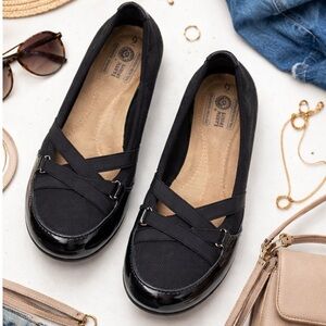 Earth Spirit Black Mesh Leather Ballet Flats Gelron Shoes 9 Fits like 7